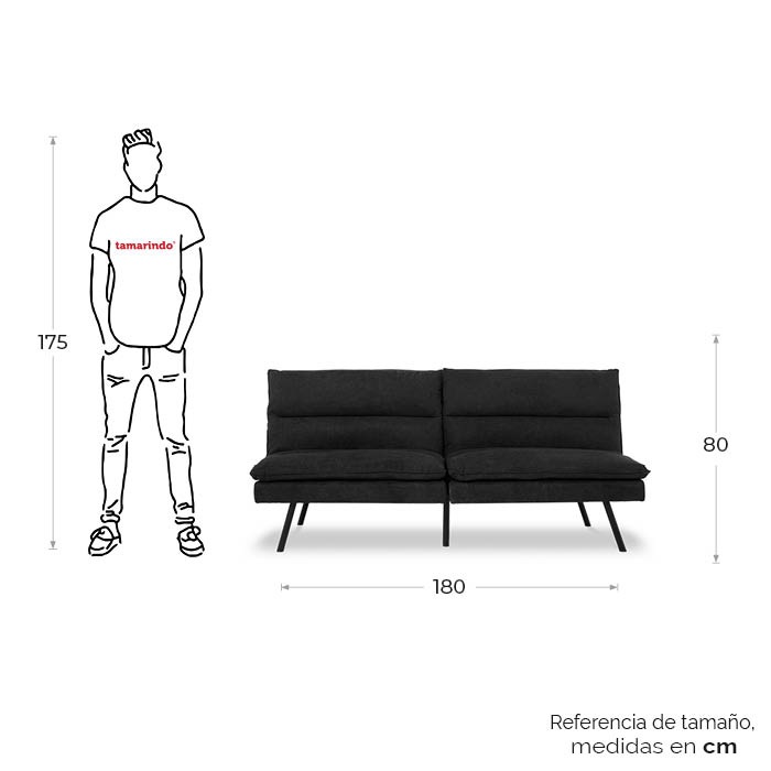 Futon Tela Negro Elom | Sofá Cama y Futones | salas